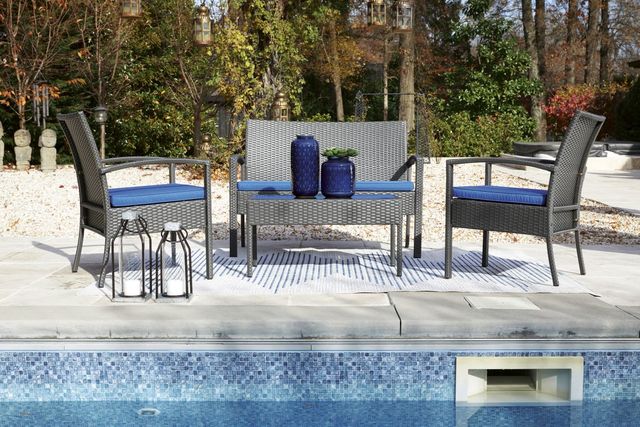 Signature Design by Ashley® Alina 4-Piece Gray Outdoor Seating Set-4