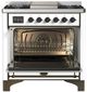 Ilve® Majestic III 36" Custom Pro Style Dual Fuel Liquid Propane Range with 6 Black Brass Burners and Burnished Trim-1