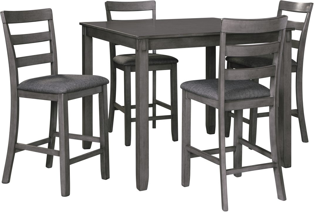 Signature Design by Ashley Bridson 5 Piece Gray Counter Height Dining Table Set Colony House Furniture Chambersburg PA