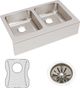 Elkay Lustertone® Classic 3-Piece Lustrous Satin 33" x 20-1/2" x 7-7/8" Equal Double Bowl Farmhouse Sink Set-0