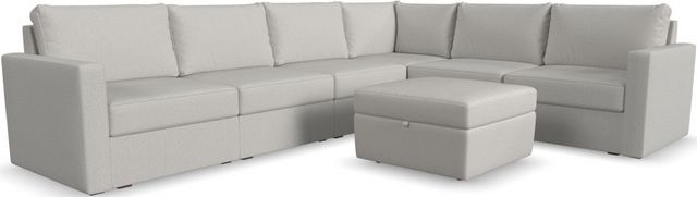 Flex by Flexsteel® 7-Piece Frost Sectional with Storage Ottoman