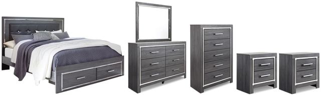 Signature Design by Ashley® Lodanna 6-Piece Gray King Panel Bed Set-0