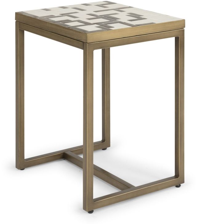 homestyles® Geometric II Bronze End Table with Cream Mosaic Tile Top -2