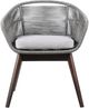 Armen Living Tutti Frutti Dark Eucalyptus/Gray Fabric/Rope/Wood Outdoor Dining Arm Chair Set-3