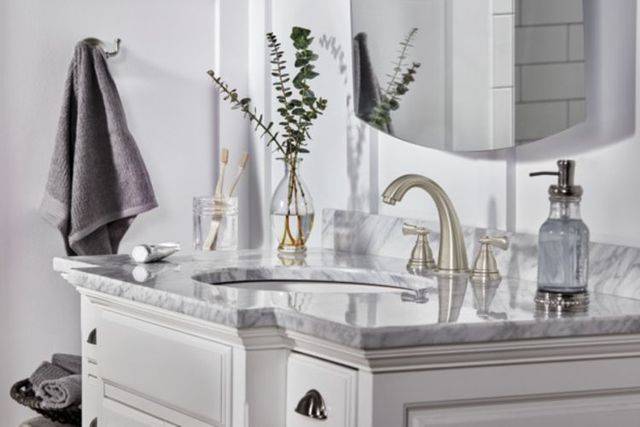 Peerless Elmhurst® Brushed Nickel 2-Handle Widespread Bathroom Faucet-1