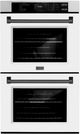 ZLINE Autograph Edition Professional 30" Satin Stainless Steel Double Electric Wall Oven with White Matte Doors and Matte Black Accents-0