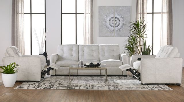 Hughes Furniture® 53019 Supple Ivory Manual Reclining Sofa-2