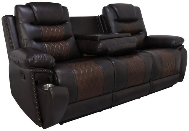 New Classic® Home Furnishings Nikko Brown Dual Manual Reclining Sofa-3