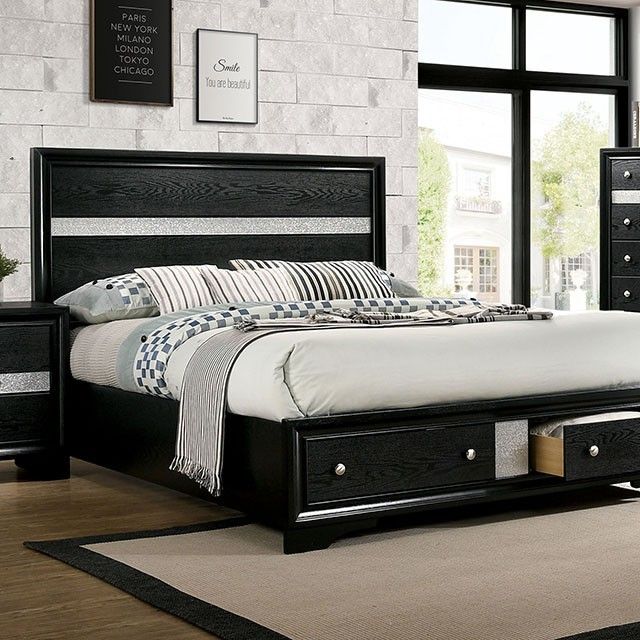 Furniture of America® Chrissy 5-Piece Black Queen Bedroom Set-1