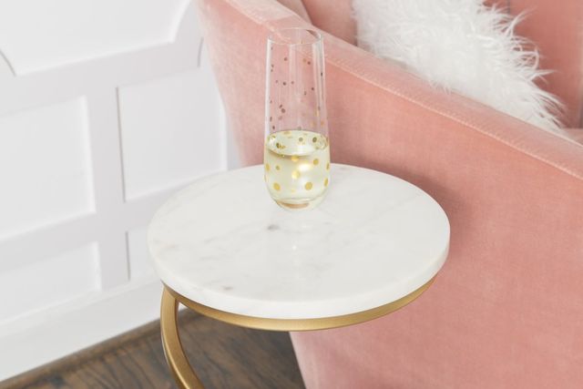 Powell® Gigi White Spiral Drink Table with Gold Base-3