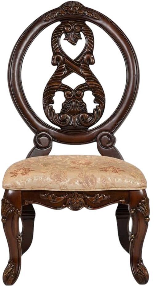 Furniture of America® Normandy 2-Piece Brown Cherry/Tan Side Chair Set-2