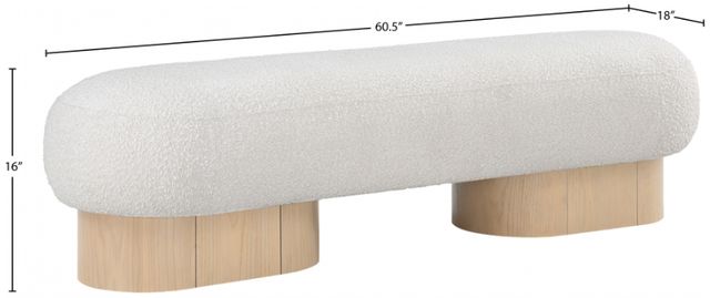 Meridian Furniture Robertson Cream/Natural Oak Bench-3