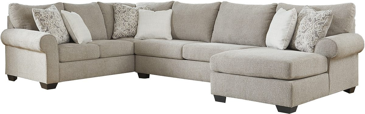 Benchcraft Baranello 3 Piece Stone Right Arm Facing Sofa Sectional and Chaise Farnham s Furniture Galleries Casper Wyoming