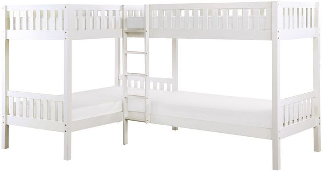 Mazin Furniture Galen White Twin Corner Bunk Bed-0