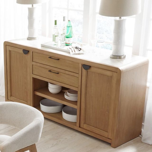 Parker House® Escape Glazed Natural Oak/Natural Cane Vanilla Bean Stone Buffet Server-2