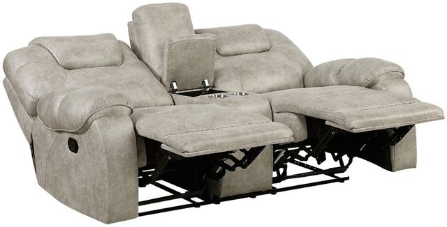 Homelegance® Gainesville Pewter Double Manual Reclining Loveseat with Center Console-4
