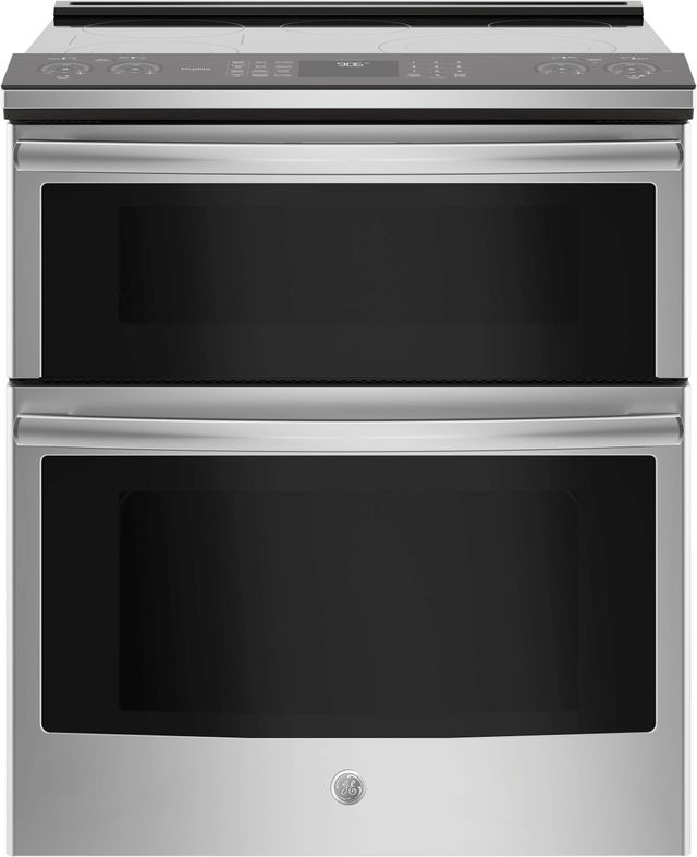 GE Profile™ 30" Stainless Steel Slide-In Electric Double Oven Convection Range