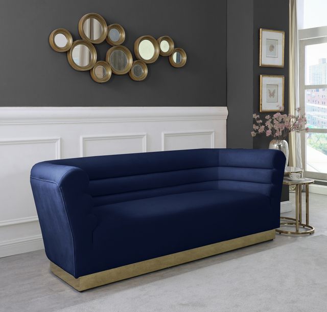 Meridian Furniture Bellini Navy Velvet Sofa-1