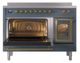 Ilve® Nostalgie II Noblesse 48'' Blue Gray Pro Style Induction Range with Brass Trim-3