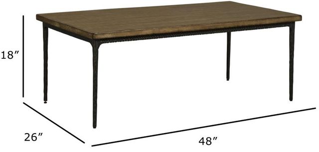 Nest Home Collections Chloe Antique Natural Coffee Table with Black Base-3