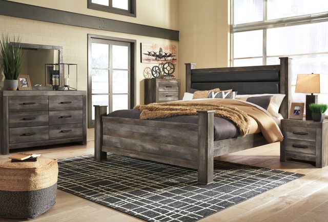 Signature Design by Ashley® Wynnlow Rustic Gray King Poster Headboard Posts-4
