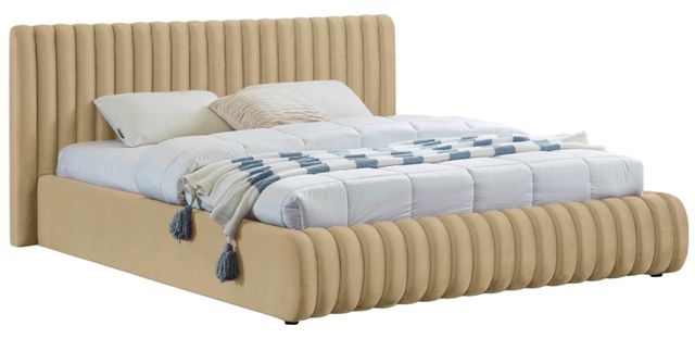 Meridian Furniture Nico Camel Velvet King Upholstered Panel Bed-0