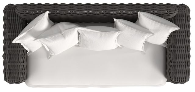 Sunset West Cabo Kahlua Resin Wicker Outdoor Loveseat with Soothe Pearl Cushion-4