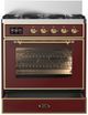 Ilve® Majestic III 30" Burgundy Pro Style Dual Fuel Natural Gas Range with Triple Glass Door and Brass Trim-1