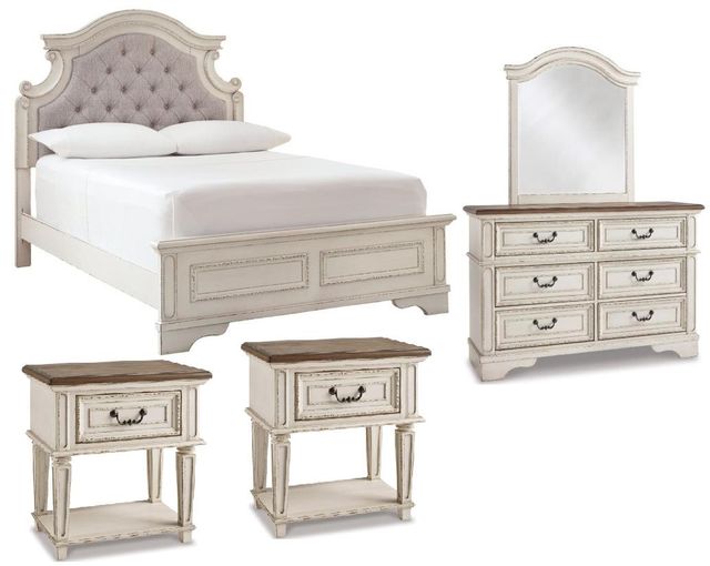 Signature Design by Ashley® Realyn 5-Piece Chipped White Full Panel Bed Set-0
