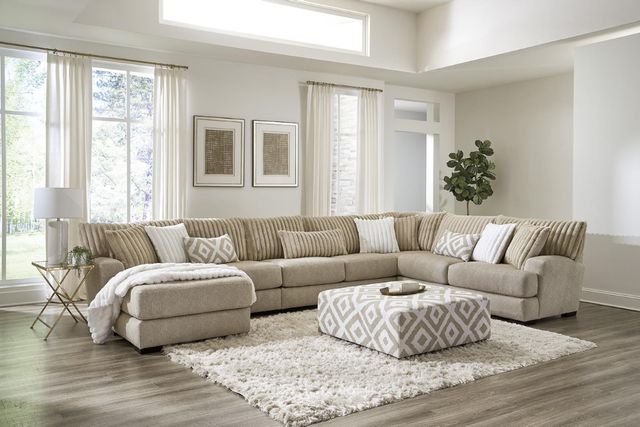 Albany Industries 4-Piece Tweed Toast Left-Arm Facing Chaise Sectional -1