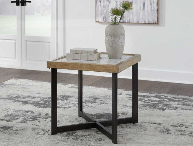 Signature Design by Ashley® Montia Stone Top End Table with Black Base-3