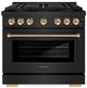 ZLINE Autograph Edition Paramount 36" 5.2 Cu. Ft. Black Stainless Steel Gas Range with 6 Burner DuoPro™ Cooktop and Convection Gas Oven with Polished Gold Helix Handle and Accents-0