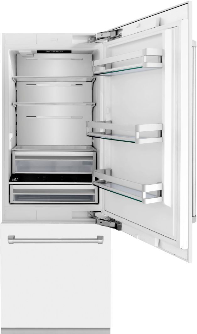 ZLINE 30 in. 16.1 Cu. Ft. White Matte Built In Bottom Freezer Refrigerator-1