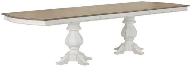 Liberty Furniture Magnolia Manor Weathered Bark Double Pedestal Dining Table with Antique White Base-0