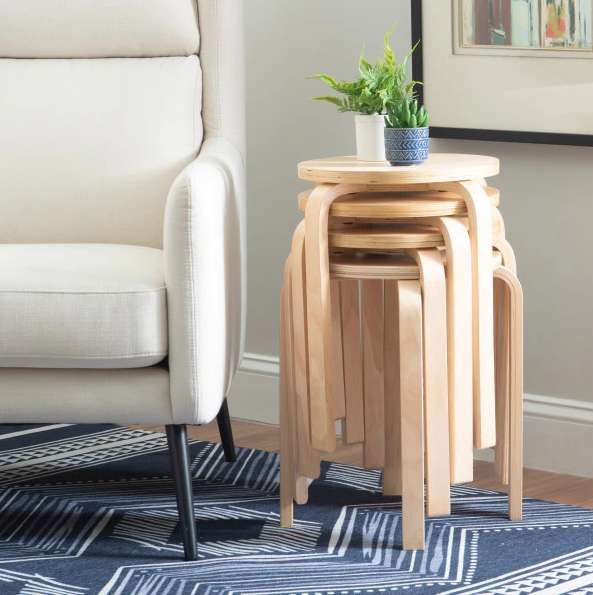 Linon Bentwood 4-Piece Natural Stacking Stool Set-1