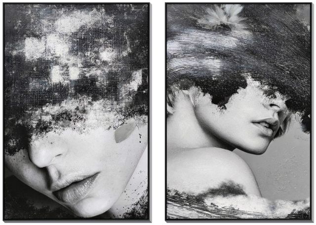 Classy Living 2-Piece Veiled Echoes in Monochrome Wall Art Set-0