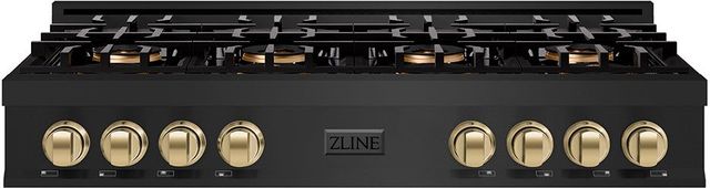 ZLINE Classic Autograph Edition 48" Black Stainless Steel Gas Rangetop with Champagne Bronze Accents-0