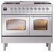 Ilve® Nostalgie II Noblesse 40'' Stainless Steel Pro Style Dual Fuel Range with Chrome Trim-1