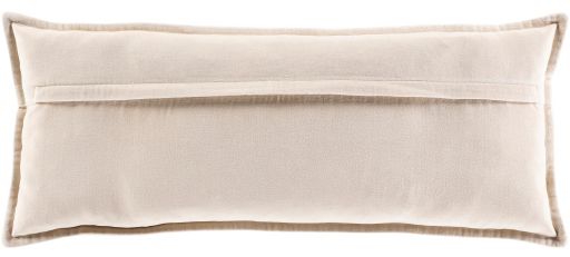 Surya Cotton Velvet Beige 12"x30" Toss Pillow with Down Insert-1