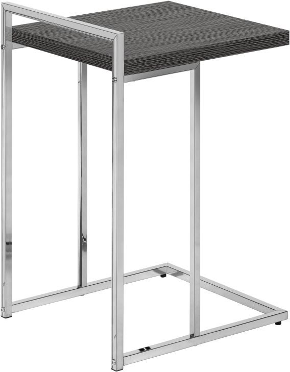 Monarch Specialties Inc. Grey 25"H Accent Table with Silver Base-0