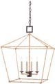 Currey & Company Denison Mole Black/Natural Rattan Medium Lantern Chandelier-0