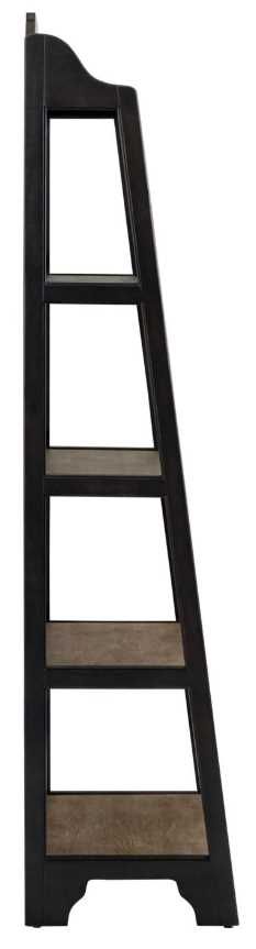 Liberty Furniture Magnolia Manor Antique Black/Weathered Bark Leaning Pier Bookcase-3