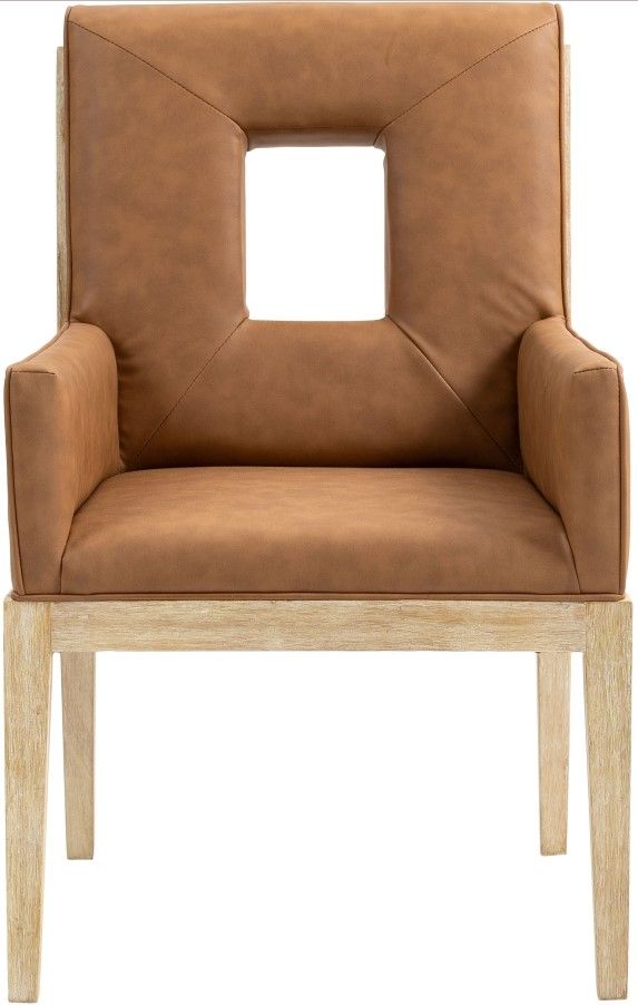 Meridian Furniture Gwendolyn Cognac/Natural Vegan Leather Dining Chair-1