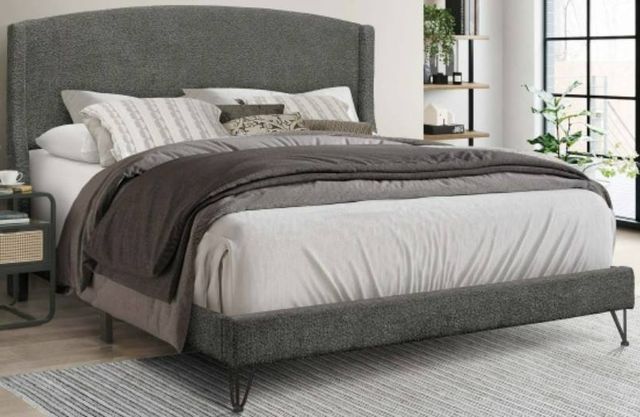 Milton Greens Stars Dark Gray Eastern King Upholstered Wingback Platform Bed-0