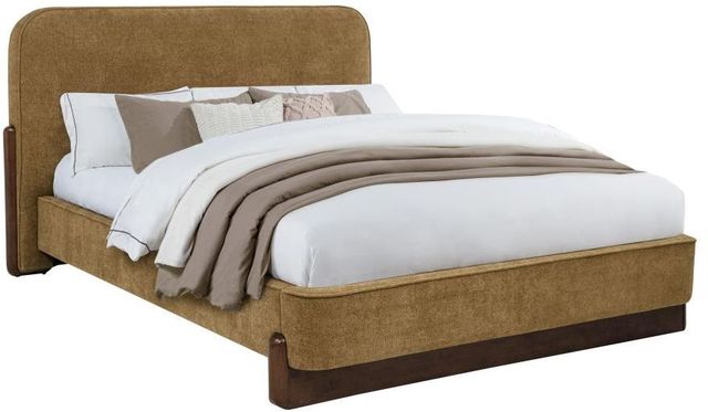 Coaster® Baldacci Curry/Walnut Queen Upholstered Platform Panel Bed-3