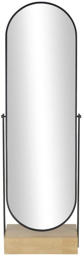 Deco Marche Black Oval Shaped Floor Mirror with Brown Base-1