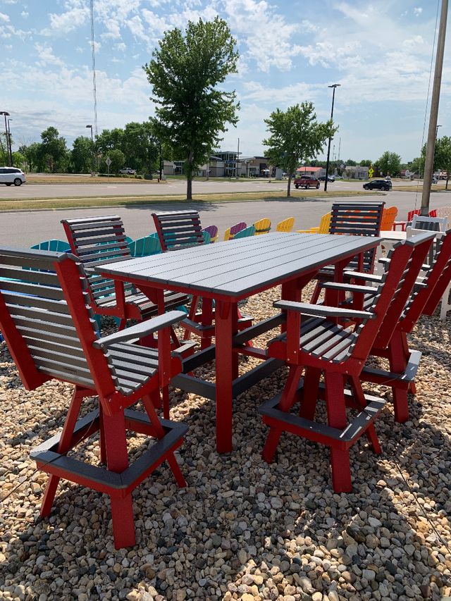 Creekside 7' Rectangle Bar Height Table with 6 Roll Back Swivel Bar Chairs-1