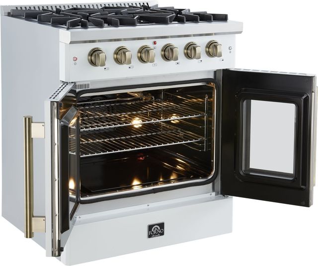 FORNO®  Galiano Series Alta Qualita 30" White Pro Style Gas Range -3