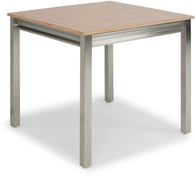 homestyles® Sheffield Brown Square Dining Table with Stainless Steel Frame-0