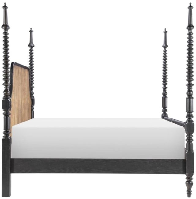 Legacy Classic Vintage Market Barnwood Oak/Kettle Black King Poster Bed-3